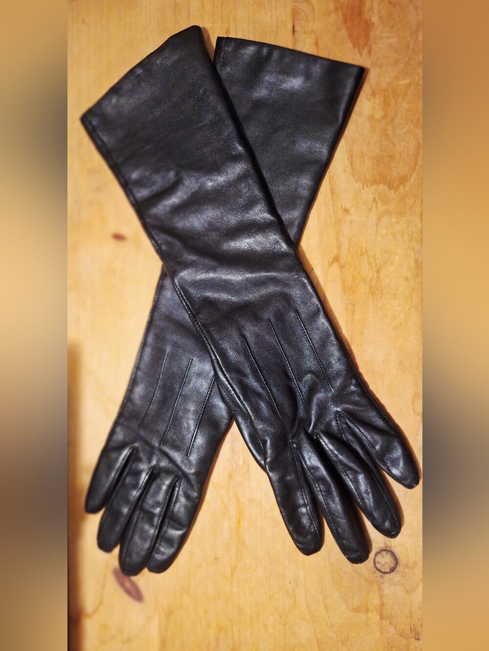 Club Monaco Long Black Leather Gloves